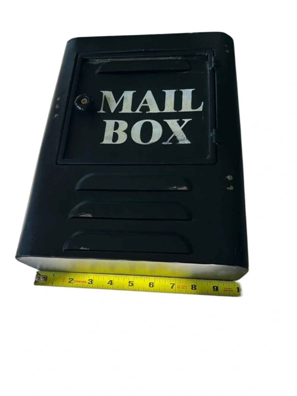 Rustic Metal Wall Mailbox Key Holder Entryway Organizer Hooks Black